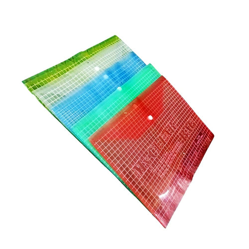 120 microns transparent multi-colored file folder set with button lock