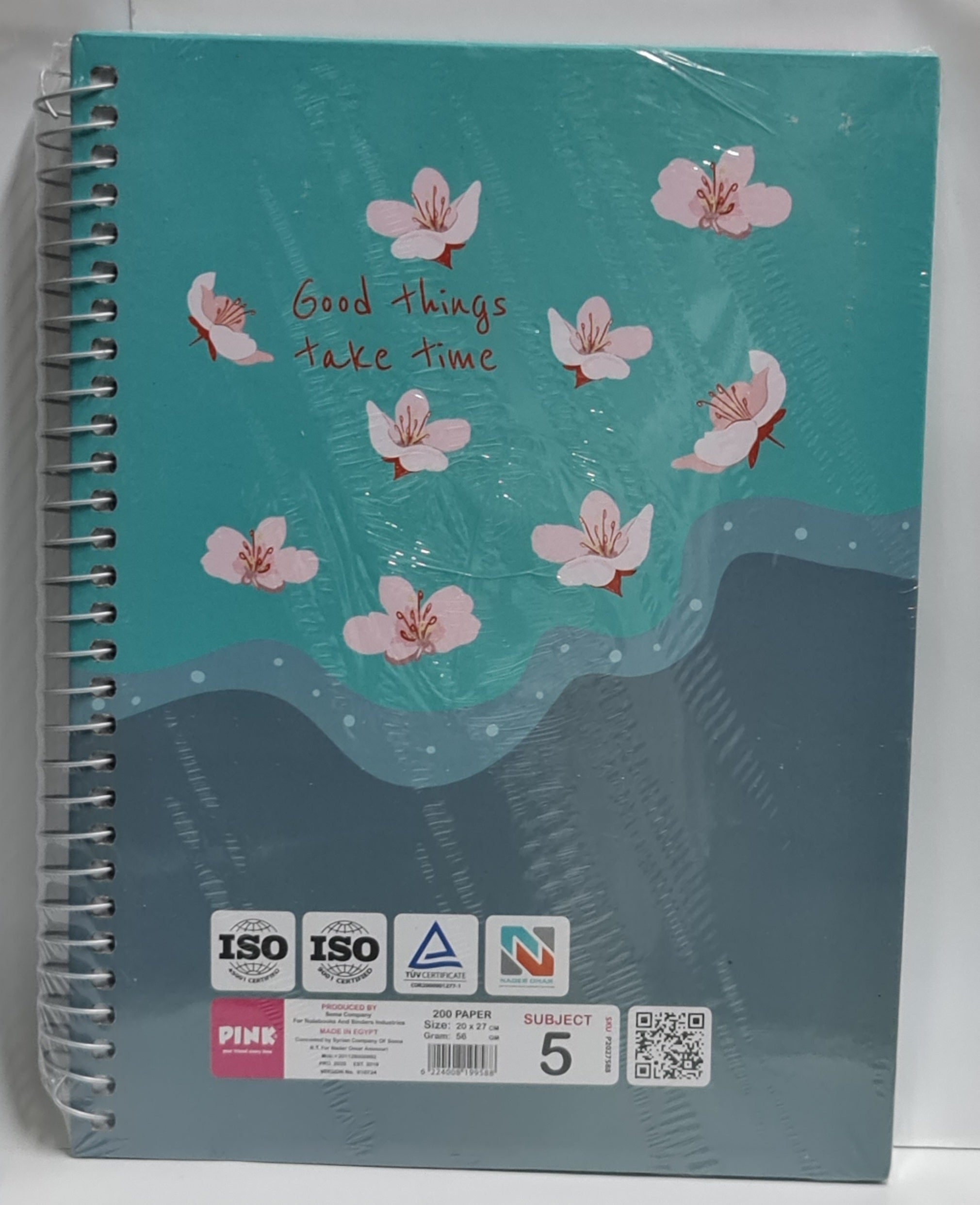 Pink hard cover notebook A4  200 sheets 5 subjects size 20*27 cm