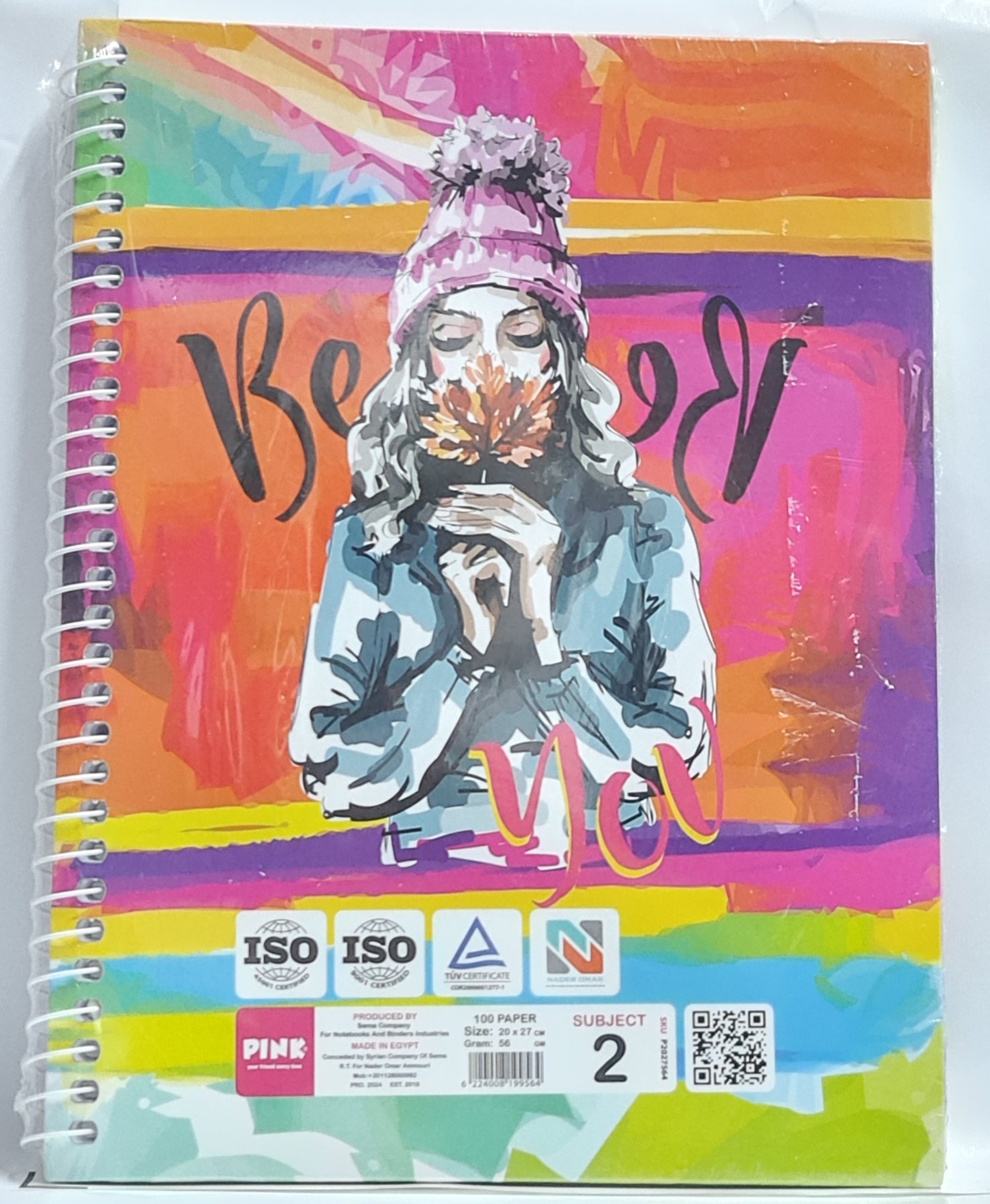 Pink hard cover notebook A4 100 sheets 2 subjects size 20*27 cm