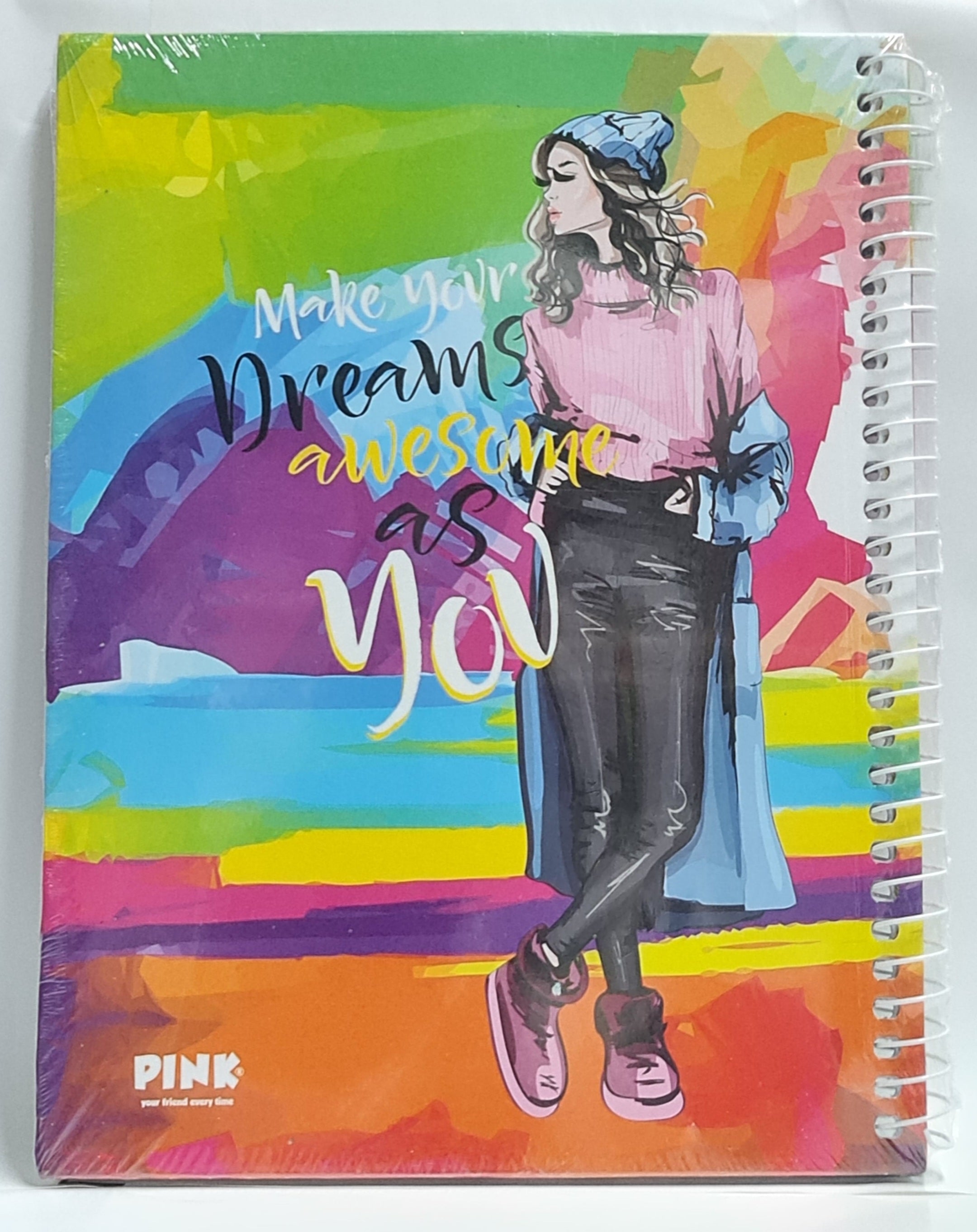 Pink hard cover notebook A4 100 sheets 2 subjects size 20*27 cm