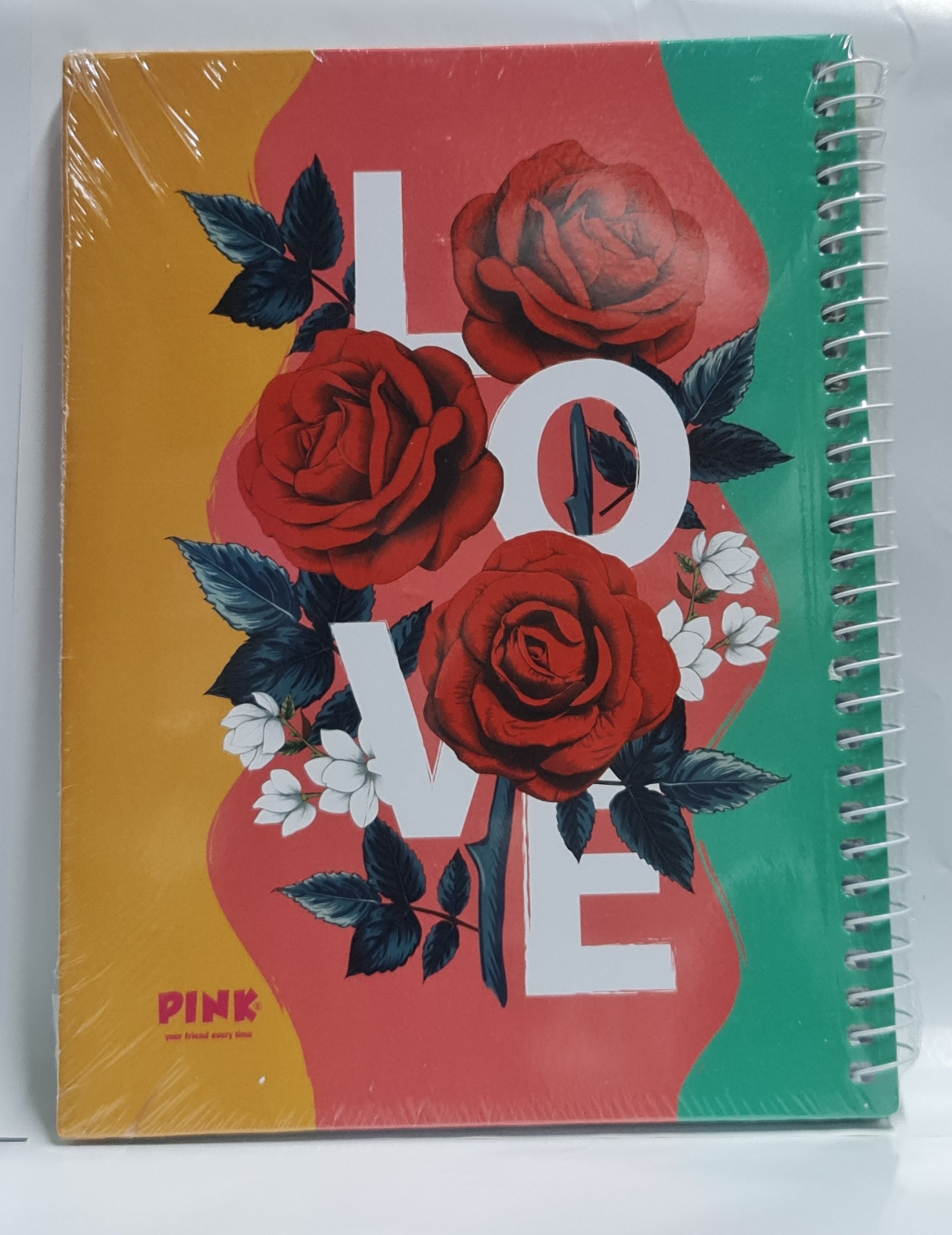 Pink hard cover notebook A4 100 sheets 2 subjects size 20*27 cm