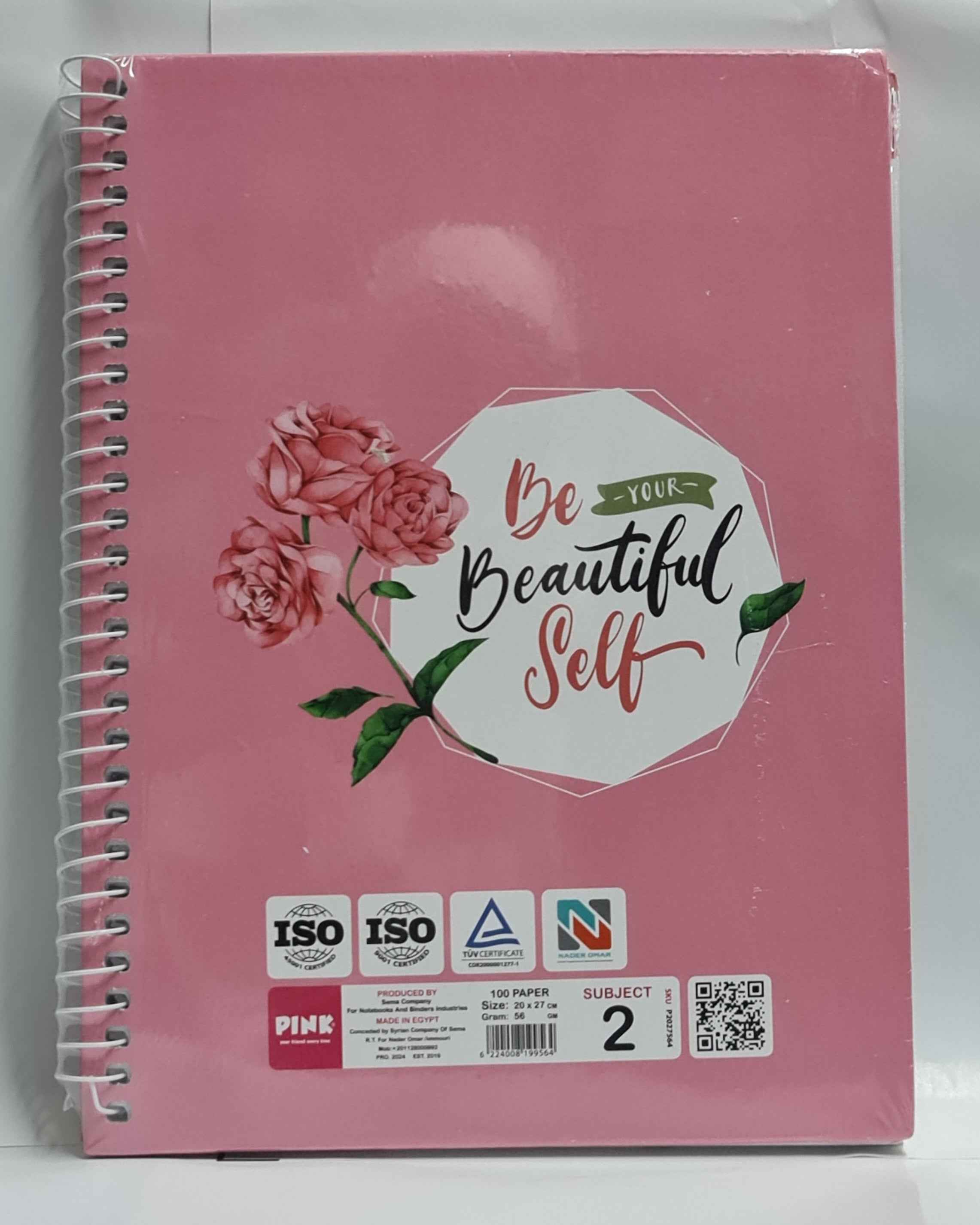 Pink hard cover notebook A4 100 sheets 2 subjects size 20*27 cm