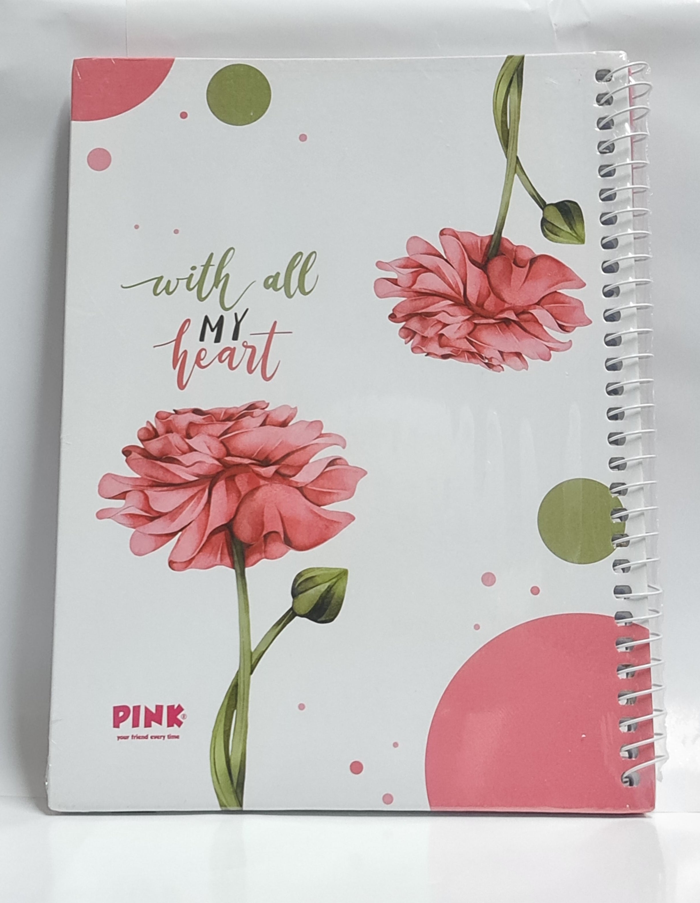 Pink hard cover notebook A4 100 sheets 2 subjects size 20*27 cm