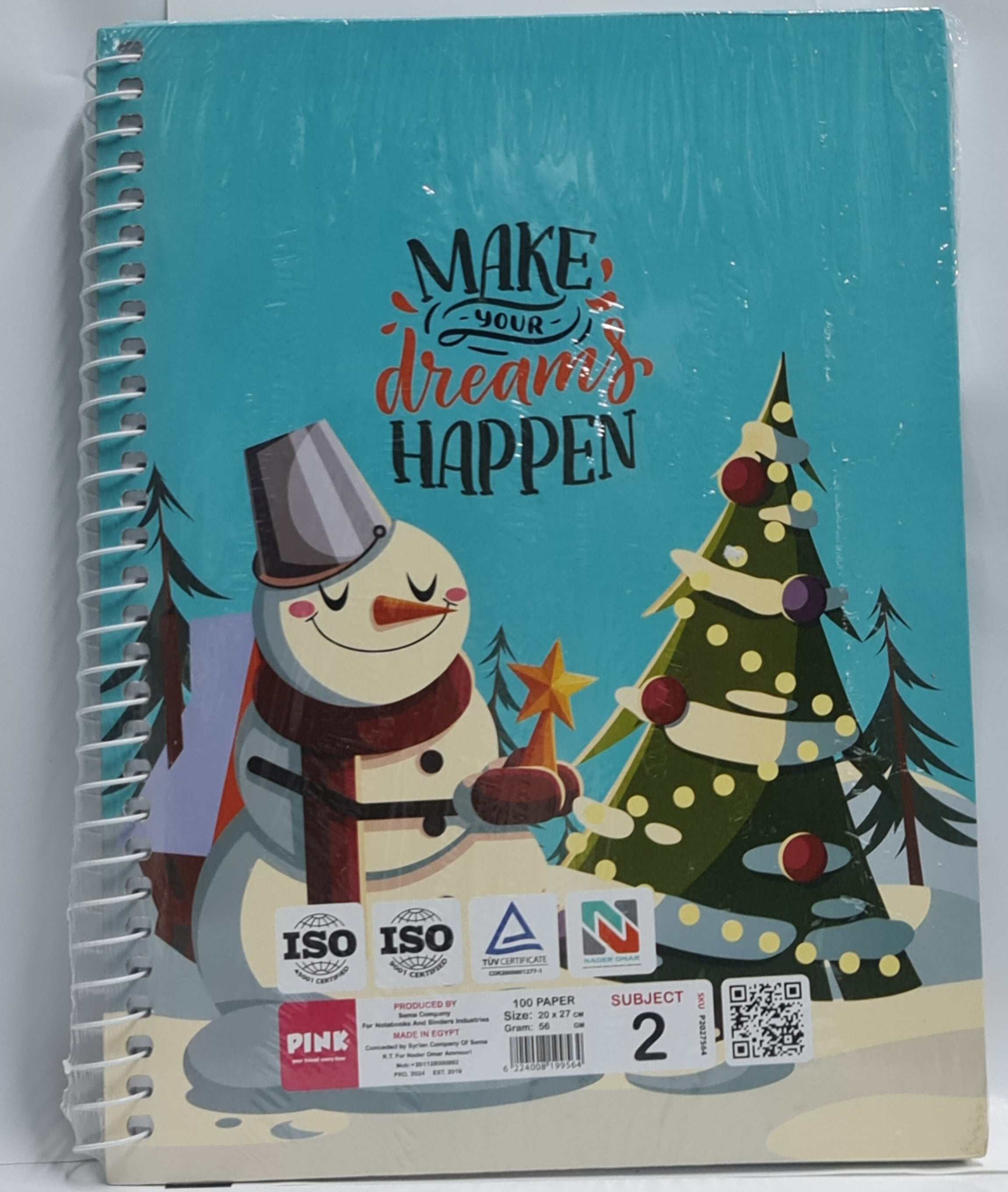 Pink hard cover notebook A4 100 sheets 2 subjects size 20*27 cm