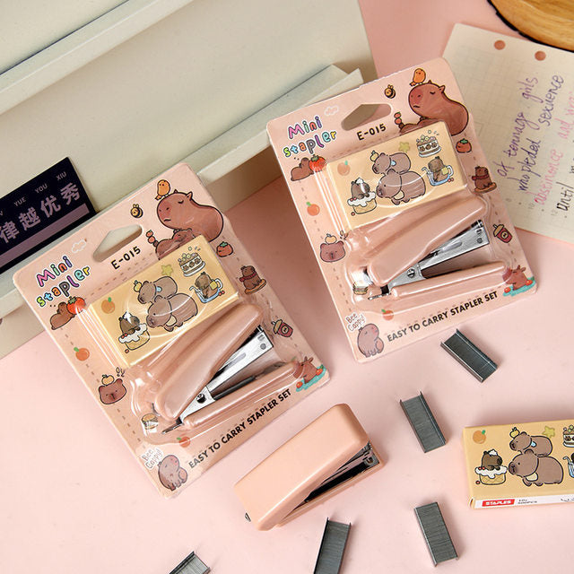 Capybara-themed mini stapler set